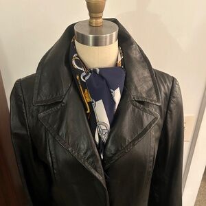 60’s ladies black leather car coat